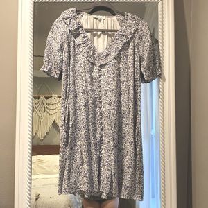 Madewell ruffle button-front trapeze dress in americana floral